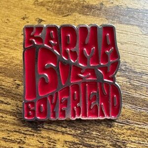 *NEW* TAYLOR SWIFT Themed Karma Is My Boyfriend Midnights Lyric Enamel Pin